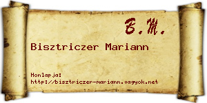 Bisztriczer Mariann névjegykártya